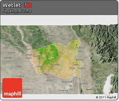 Satellite 3D Map of Wetlet, semi-desaturated