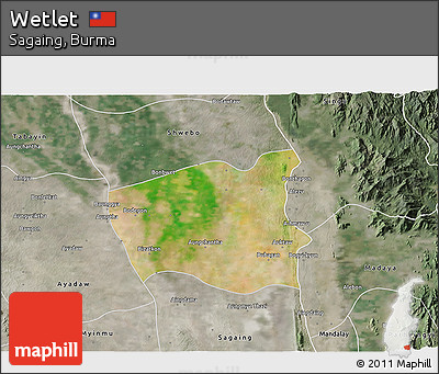 Satellite 3D Map of Wetlet, semi-desaturated