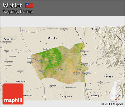 Satellite 3D Map of Wetlet, shaded relief outside