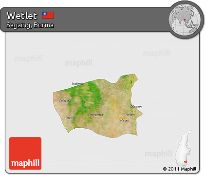 Satellite 3D Map of Wetlet, single color outside