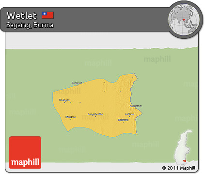 Savanna Style 3D Map of Wetlet, single color outside