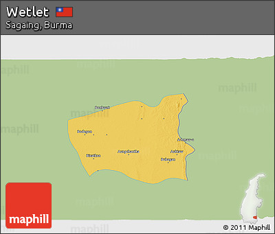 Savanna Style 3D Map of Wetlet, single color outside