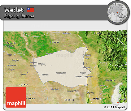 Shaded Relief 3D Map of Wetlet, satellite outside