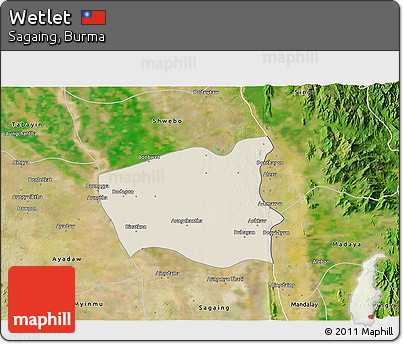 Shaded Relief 3D Map of Wetlet, satellite outside