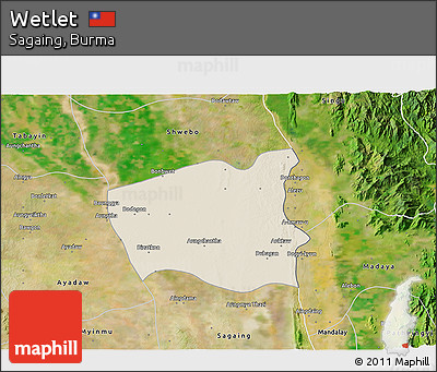 Shaded Relief 3D Map of Wetlet, satellite outside