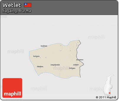 Shaded Relief 3D Map of Wetlet, single color outside