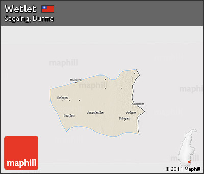 Shaded Relief 3D Map of Wetlet, single color outside