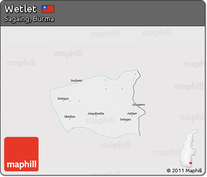 Silver Style 3D Map of Wetlet, single color outside