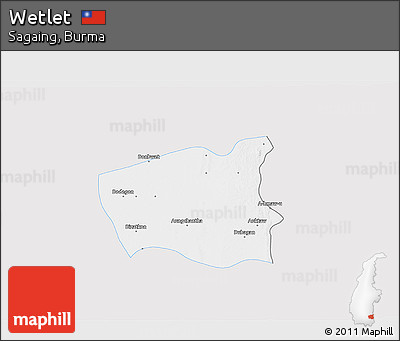 Silver Style 3D Map of Wetlet, single color outside