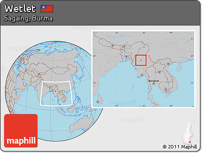 Gray Location Map of Wetlet, within the entire country