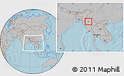 Gray Location Map of Wetlet, within the entire country, hill shading