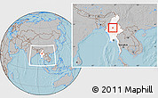 Gray Location Map of Wetlet, highlighted country, within the entire country, hill shading