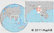 Gray Location Map of Wetlet, highlighted country, within the entire country