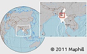 Gray Location Map of Wetlet, highlighted country, highlighted parent region, within the entire country, hill shading