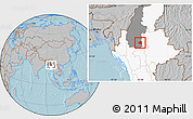 Gray Location Map of Wetlet, highlighted country, highlighted parent region, hill shading