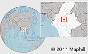 Gray Location Map of Wetlet, highlighted country, hill shading