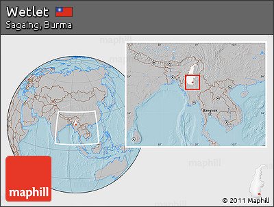 Gray Location Map of Wetlet, highlighted parent region, within the entire country, hill shading