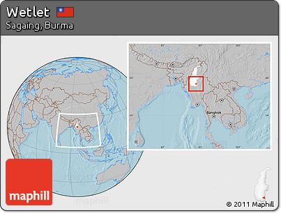 Gray Location Map of Wetlet, highlighted parent region, within the entire country, hill shading