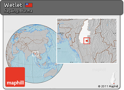 Gray Location Map of Wetlet, highlighted parent region, hill shading