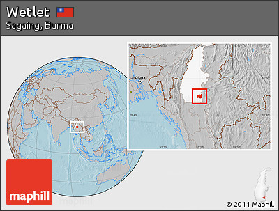 Gray Location Map of Wetlet, highlighted parent region, hill shading