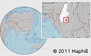 Gray Location Map of Wetlet, highlighted parent region, hill shading
