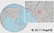 Gray Location Map of Wetlet, hill shading