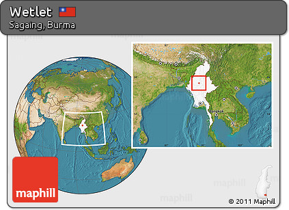 Satellite Location Map of Wetlet, highlighted country, within the entire country