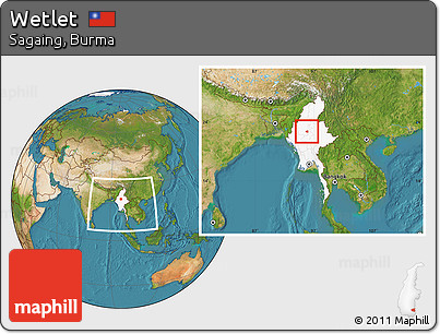 Satellite Location Map of Wetlet, highlighted country, within the entire country