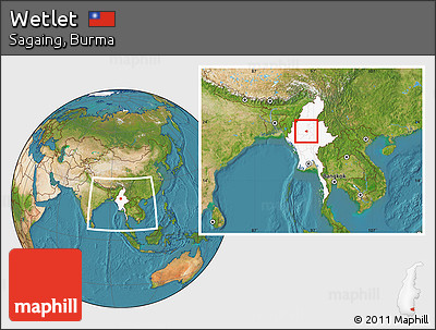 Satellite Location Map of Wetlet, highlighted country, within the entire country