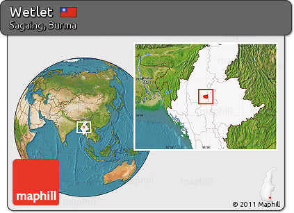 Satellite Location Map of Wetlet, highlighted country