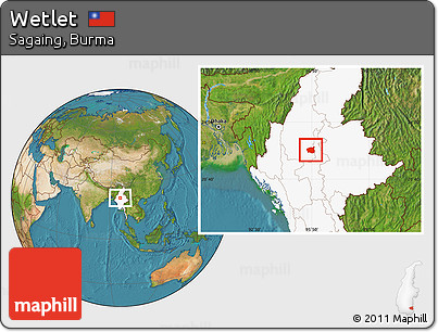 Satellite Location Map of Wetlet, highlighted country