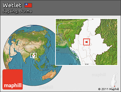 Satellite Location Map of Wetlet, highlighted country