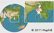 Satellite Location Map of Wetlet, highlighted country, highlighted parent region, within the entire country