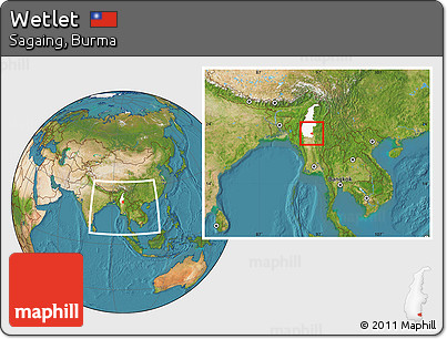 Satellite Location Map of Wetlet, highlighted parent region, within the entire country
