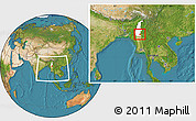 Satellite Location Map of Wetlet, highlighted parent region, within the entire country