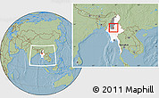 Savanna Style Location Map of Wetlet, highlighted country, highlighted parent region, within the entire country, hill shading
