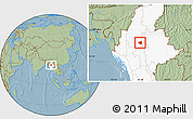 Savanna Style Location Map of Wetlet, highlighted country, hill shading