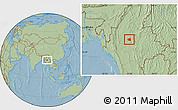 Savanna Style Location Map of Wetlet, hill shading