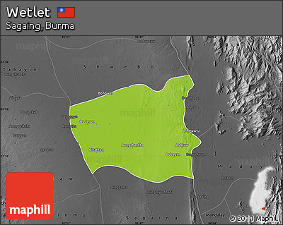 Physical Map of Wetlet, darken, desaturated