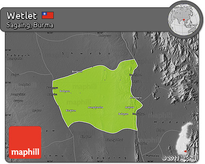 Physical Map of Wetlet, darken, desaturated
