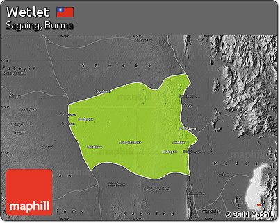 Physical Map of Wetlet, darken, desaturated