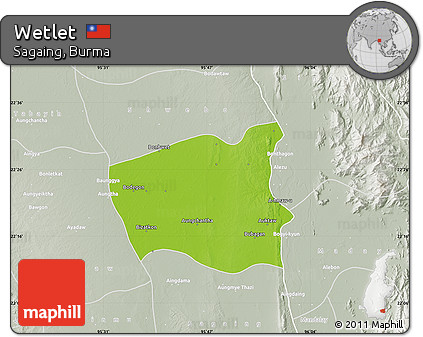 Physical Map of Wetlet, lighten, semi-desaturated