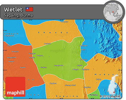 Physical Map of Wetlet, political outside