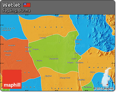 Physical Map of Wetlet, political outside