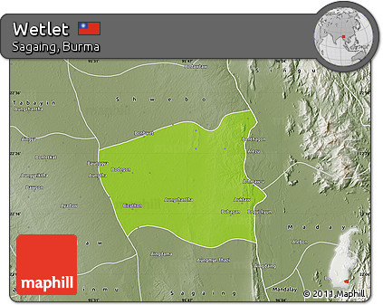 Physical Map of Wetlet, semi-desaturated