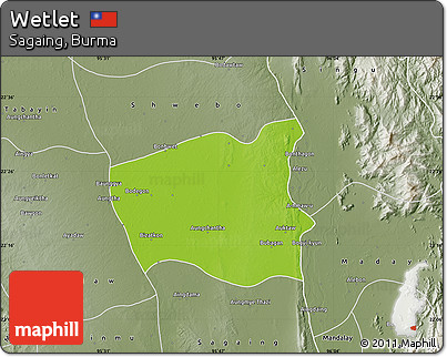 Physical Map of Wetlet, semi-desaturated