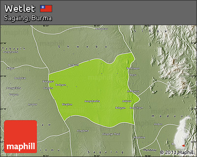 Physical Map of Wetlet, semi-desaturated