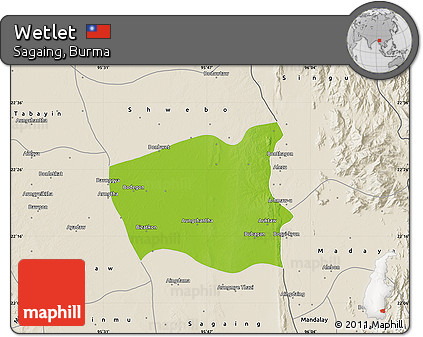 Physical Map of Wetlet, shaded relief outside