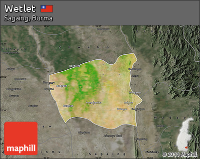 Satellite Map of Wetlet, darken, semi-desaturated
