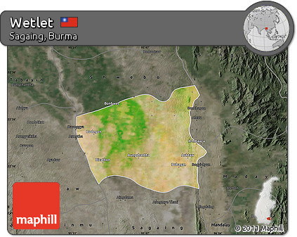 Satellite Map of Wetlet, darken, semi-desaturated
